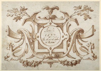 Cartouche ornemental associé à la série de ses vues romaines - Sebastian Vrancx