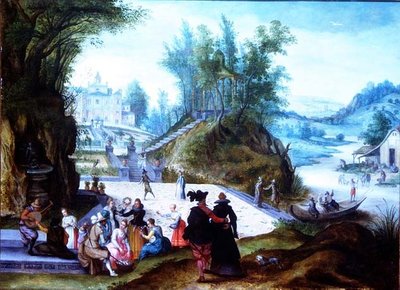 Les mois de mai et juin avec une vue de Capriccio de la Villa Borghese - Sebastian Vrancx