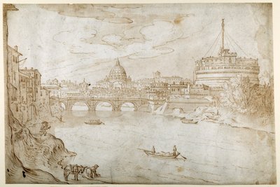 Vue du Tibre vers Saint-Pierre avec le Palais du Vatican et le Castel S. Angelo - Sebastian Vrancx