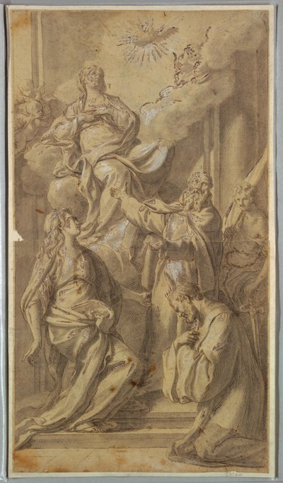 Dessin, Madone et saints, vers 1730 - Sebastiano Conca