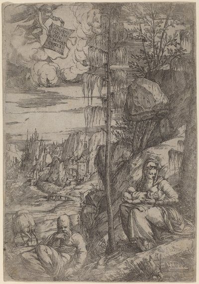 Paysage avec le Repos pendant la fuite en Égypte - Sebastiano de Valentinis