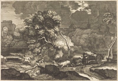 Paysage avec un charretier effrayé - Sébastien Bourdon