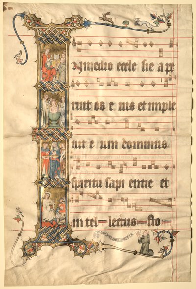 Feuille du Graduel de Wettinger : Initiale historiée I..., vers 1330 - Second Master of the Wettinger Gradual