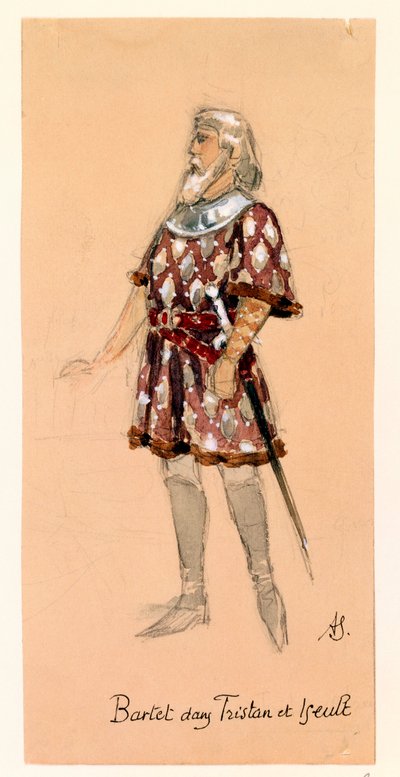 France, Paris, Esquisse de costume pour Kurwenal dans Tristan et Isolde de Richard Wagner pour la représentation au Palais Garnier de Paris - Segaud Segaud