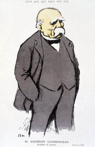 Portrait de Georges Clémenceau - dessiné par Sem, dans « Fantasio » du 01/02/1918, n° 265 - Sem
