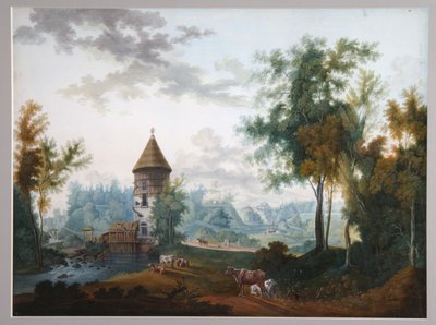 Moulin et tour Pil dans le parc de Pavlovsk, avant 1797 - Semyon Fyodorovich Shchedrin