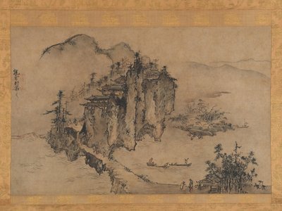 Paysage avec précipice rocheux, 16e siècle - Sesson Shukei