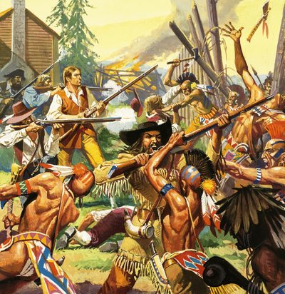 Daniel Boone défendant une propriété du Kentucky contre des attaques d