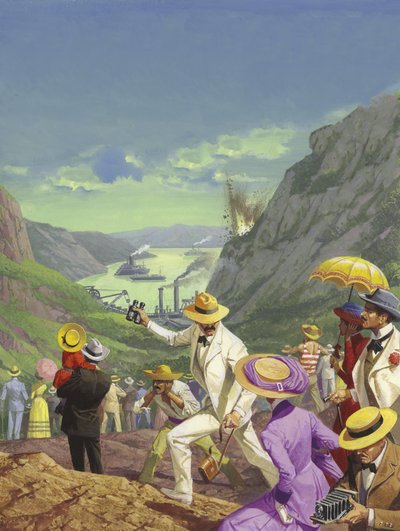 Spectateurs admirant le canal de Panama - Severino Baraldi