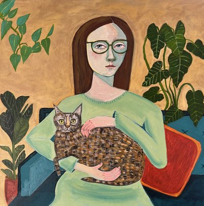 Une femme au chaud avec son chat - Sharyn Bursic