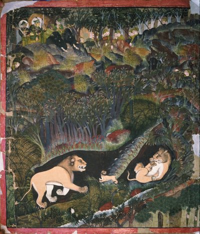 Brijnathji et Durjan Sal aperçoivent une troupe de lions - Shaykh Taju