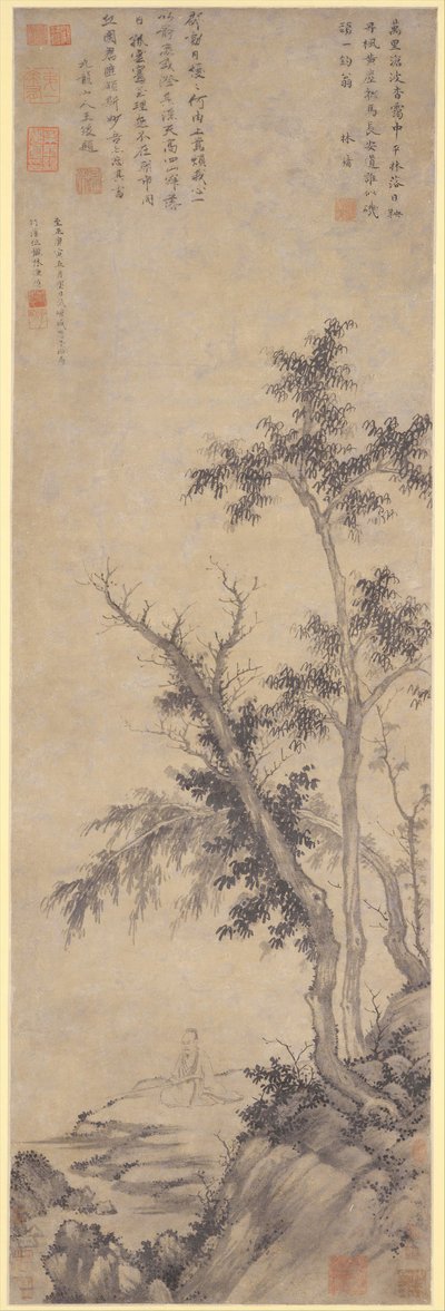Reclus pêchant près des arbres d