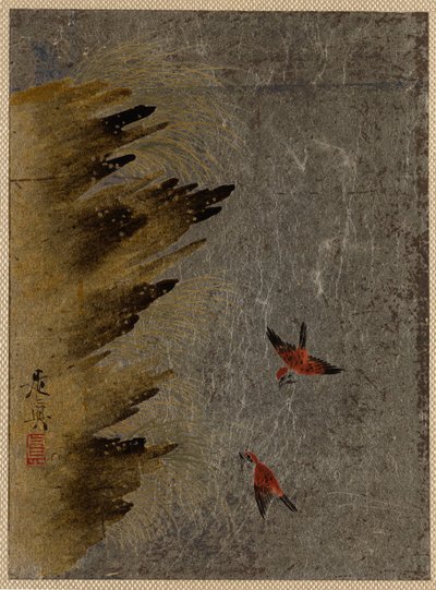 Oiseaux et rochers saillants - Shibata Zeshin