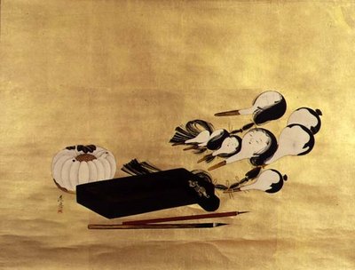 Inro, brosses et têtes de marionnettes, japonais - Shibata Zeshin