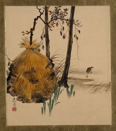 Peintures Laquées de Divers Sujets: Abri de Neige pour un Arbre avec Moineau - Shibata Zeshin