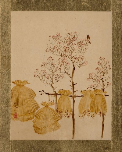 Tas de riz et arbres - Shibata Zeshin