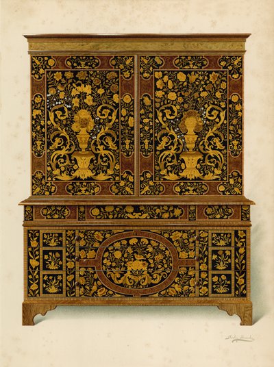 Presse à cabinet incrustée de marqueterie, propriété du marquis d