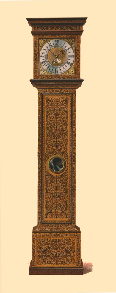 Horloge incrustée de marqueterie sombre, 1905 - Shirley Charles Llewellyn Slocombe