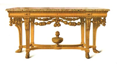 Table dorée avec dessus en marbre, 1908 - Shirley Charles Llewellyn Slocombe