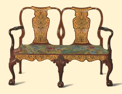 Canapé en noyer incrusté de marqueterie, 1905 - Shirley Charles Llewellyn Slocombe