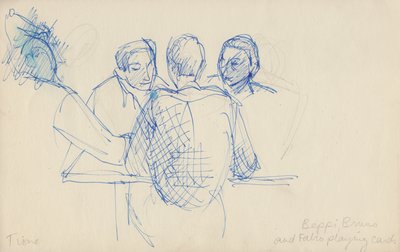 Beppi, Bruno et Fabio jouant aux cartes - Shirley Markham