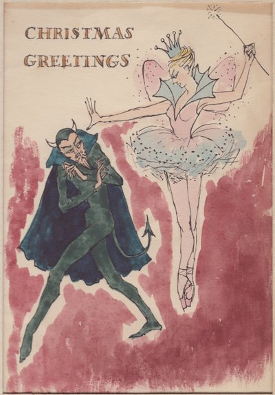 Diable et fée, carte de Noël, 1952 - Shirley Markham
