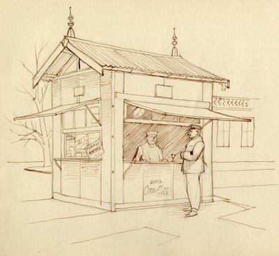 Kiosque vendant des boissons, Paris, France, c. 1951 - Shirley Markham