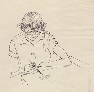Femme dessinant, vers 1950 - Shirley Markham