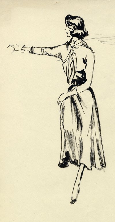 Femme en jupe ample avec bras tendu - Shirley Markham