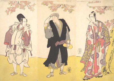 Acteurs de Kabuki Ichikawa Yaozo III, Onoe Matsusuke I, et Sawamura Sojuro III, 11e mois, 1786 - Shunsho