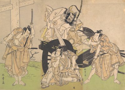 Acteurs de Kabuki Ichikawa Yaozo II, Nakajima Mihoemon II, Ichikawa Ebizo III ..., 7e mois, 1776 - Shunsho