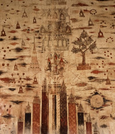 Fresque représentant le mont Meru, 1734 - Siamese School