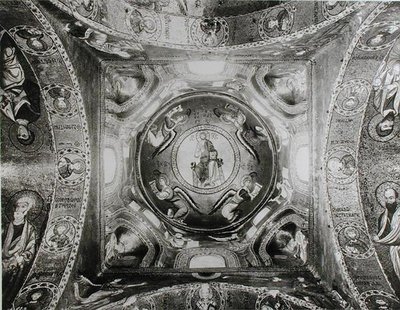 Détail de la coupole avec le Christ Pantocrator au centre - Sicilian School