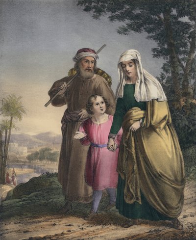 Jésus retournant avec ses parents à Nazareth (gravure en couleur) - Siegfried Detler Bendixen