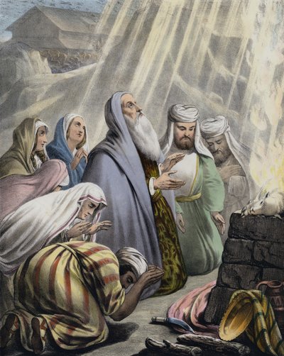 Le sacrifice de Noé en quittant l