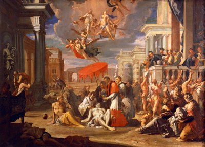 Saint Charles Borromée administrant la Sainte Communion aux victimes de la peste en 1576, par Sigismund Caula - Sigismondo Caula