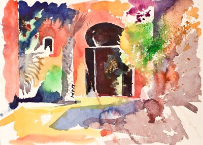 Cour et porte, 2016 (aquarelle) - Simon Fletcher