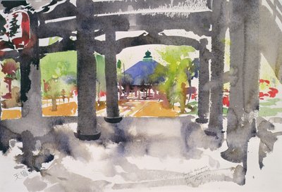 Entrée du temple, Amanohashidate (aquarelle sur papier) - Simon Fletcher