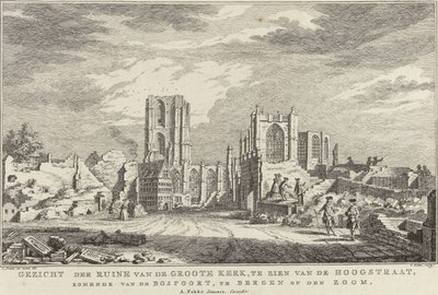 Ruine de la Grande Église de Bergen op Zoom, 1748 (Dix vues des ruines après le siège et la destruction de Bergen op Zoom) - Simon Fokke