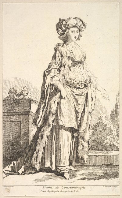 Dame de Constantinople, de Recueil de diverses figures étrangères inventées par ..., 18ème siècle - Simon Francois Ravenet