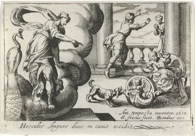 Jeune Hercule étranglant deux serpents (série Thèmes herculéens) - Simon Frisius