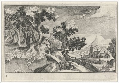 Paysage avec quelques bâtiments - Simon Frisius