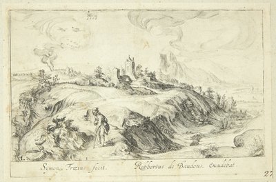 Paysage avec homme et femme - Simon Frisius