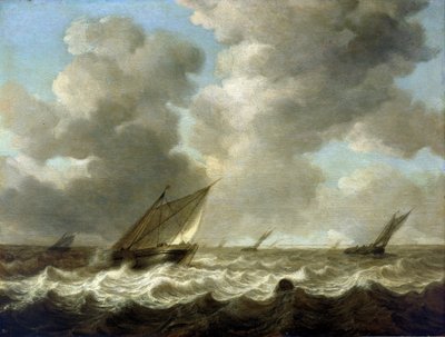 Bateaux de pêche sur des mers agitées, à l