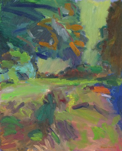 Champ avec arbres, 2024 (huile sur toile) - Simon Neville