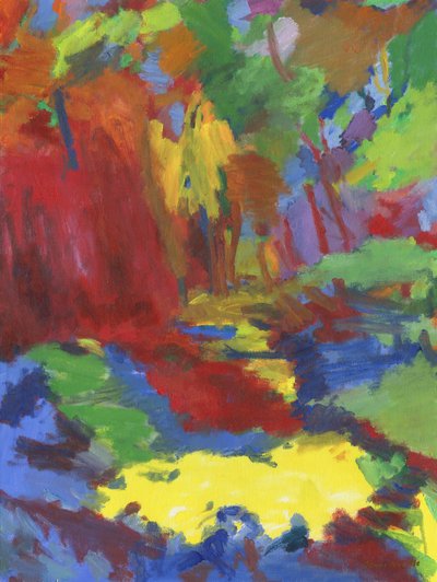 Sentier boisé no 32, 2024 (huile sur carton entoilé) - Simon Neville