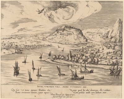 Paysage fluvial avec la chute d