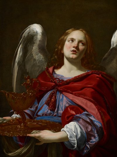 Anges représentant les attributs de la Passion : ange tenant le récipient et le linge servant à laver les mains de Ponce Pilate - Simon Vouet