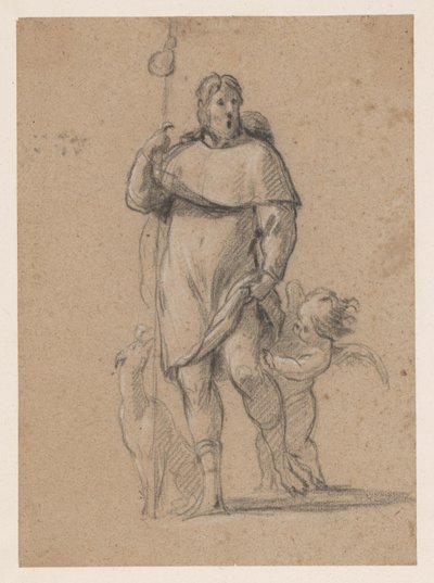 Saint Roch avec un chien et un petit ange - Simon Vouet