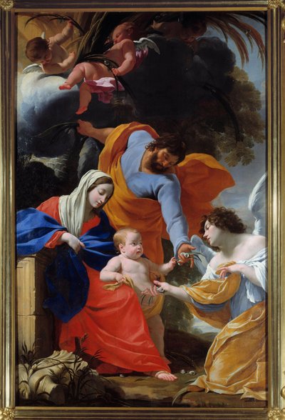 Le Repos de la Sainte Famille. Peinture par Simon Vouet (1590-1649) 1639 Grenoble, Musée des Beaux-Arts - Simon Vouet